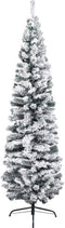 vidaXL - Kunstkerstboom - met - sneeuw - smal - 210 - cm - PVC - groen