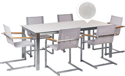 COSOLETO - Tuinset 6 persoons - Wit - Graniet/Glas