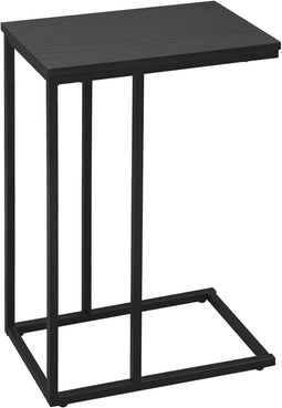 Woltu Bijzettafel C-vormig - Industrieel Metaal & Hout - 45 x 25 x 63,6 cm - Zwart