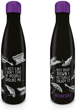 Wednesday I Act Like I Don't Care - Unisex Drinkfles - zwart/wit