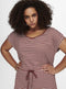 ONLY CARMAKOMA CARAPRIL SS KNEE DRESS - Jurk met aantrekkoord - Apple Butter met witte streep - Maat M-46/48