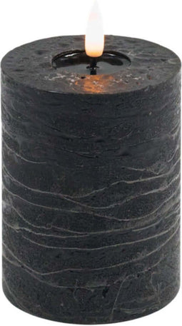 Zwarte led kaars rustic 10x7,5cm