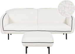 TONSBERG - Driezitsbank met ottomaan - Wit - Bouclé