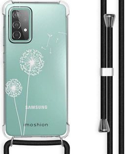 iMoshion Hoesje Geschikt voor Samsung Galaxy A52 (4G) / A52s / A52 (5G) Hoesje Met Koord - iMoshion Design Hoesje met Koord - Wit / Transparant / Dandelion