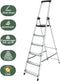 BRASQ Huishoudtrap 6-treden - Inklapbaar aluminium - Antislip - Zilver