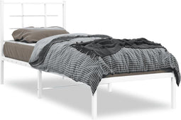 vidaXL - Bedframe - met - hoofdbord - zonder - matras - metaal - wit - 75x190 - cm
