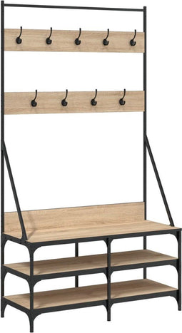 vidaXL - Kledingrek - met - schoenenrek - 100x40x184 - cm - sonoma - eikenkleurig