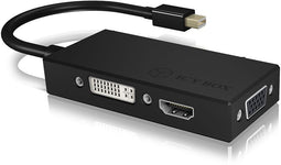 Icy Box IB-AC1032 - Mini DisplayPort naar DVI-D HDMI VGA 3-in-1 adapter - Zwart