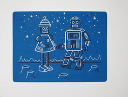Modern Twist Robot Love - Placemat - Siliconen - 40 x 32 cm - Blauw