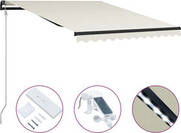 vidaXL - Luifel - uittrekbaar - met - windsensor - en - LED - 300x250 - cm - crème