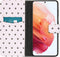 iMoshion Hoesje Geschikt voor Samsung Galaxy S21 Hoesje Met Pasjeshouder - iMoshion Design Softcase Bookcase - Wit / Zwart / Hearts Allover White
