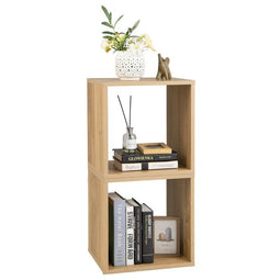 Set van 2 Opbergplanken 2 Opbergkubussen Gecombineerde Tralieplank Stapelbare Boekenkast Opbergrek v