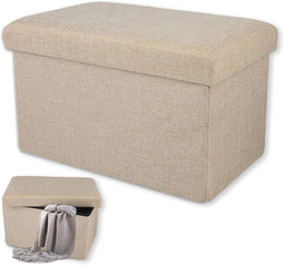 Ceruzo opvouwbare dubbel zits poef - met opbergruimte - beige - 76 × 38 × 38 cm