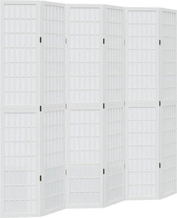 vidaXL - Kamerscherm - met - 6 - panelen - massief - paulowniahout - wit