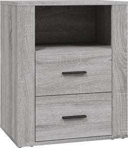 vidaXL - Nachtkastje - 50x36x60 - cm - bewerkt - hout - grijs - sonoma - eikenkleurig