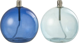 J-Line olielamp - glas - blauw - large - 2 stuks