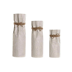 Set van 3 Vazen Home ESPRIT Beige Metaal Touw 17 x 17 x 54 cm (3 Onderdelen)