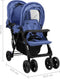 vidaXL - Tweelingkinderwagen - tandem - staal - marineblauw