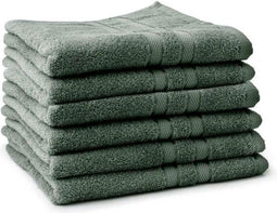 LINNICK Pure Handdoeken Set - 100% Katoen - Olive Green - 60x110cm - Per 6 Stuks