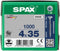 Spax T-star spaanplaatschroef vz pk 4.0x35mm Torx TX20