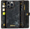 Caseme - Geschikt voor iPhone 15 Pro Max - Vintage 2 in 1 portemonnee hoes - Zwart