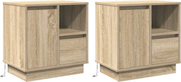 vidaXL - Nachtkastjes - met - LED - - - 2 - stuks - - - Sonoma - Eik - - - 50x34.5x50 - cm