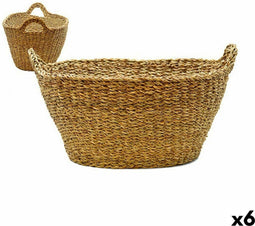 Mand Met handvatten Bruin 40 L 50 x 30 x 32 cm (6 Stuks)