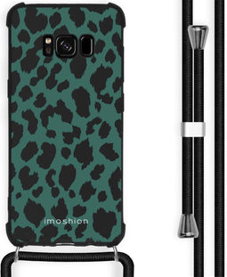 iMoshion Hoesje Geschikt voor Samsung Galaxy S8 Hoesje Met Koord - iMoshion Design Hoesje met Koord - Zwart / Meerkleurig / Groen / Panther Illustration