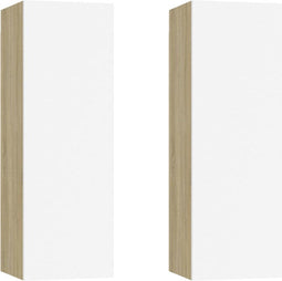 vidaXL - Tv-meubels - 2 - st - 30,5x30x90 - cm - bewerkt - hout - wit - sonoma - eiken