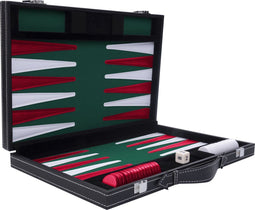 Backgammon 11 - Groen / Rood / Wit gestikt