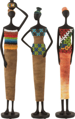 J-Line figuur afrikaanse dame - polyresin - mix - large - 3 stuks