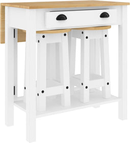 vidaXL - 3-delige - Barset - massief - grenenhout - wit