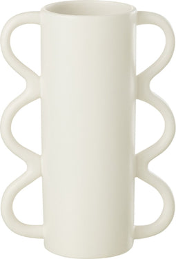 J-Line vaas Golvend Handvat Dolomiet - kerameiek - wit - small