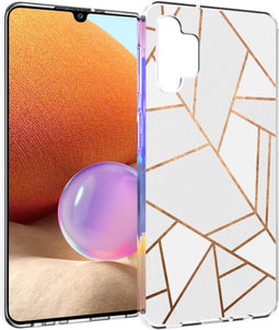 iMoshion Hoesje Geschikt voor Samsung Galaxy A32 (4G) Hoesje Siliconen - iMoshion Design hoesje - Wit / Meerkleurig / Goud / White Graphic