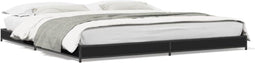 vidaXL - Bedframe - bewerkt - hout - metaal - zwart - 160x200 - cm