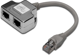 Digitus DN-93904 CAT 5e patchkabeladapter, 2x CAT 5e, PC-PC afgeschermd, 2x RJ45 vrouwelijk naar 1x RJ45 mannelijk, grijs/zilver, 2-fach