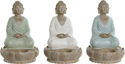 Decoratieve figuren Home ESPRIT Wit Groen Turkoois Boeddha Orientaals 12 x 12 x 18,5 cm (3 Stuks)