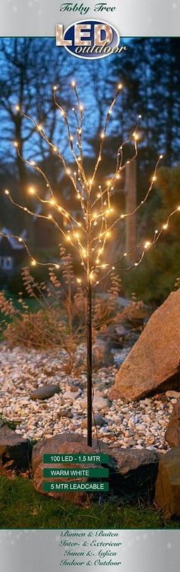 Tobby boom 150cm 100l led warmwit 5m aanloopsnoerCoenBakker