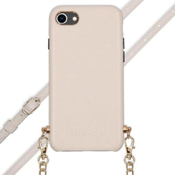 Selencia Hoesje Geschikt voor iPhone SE (2022) / SE (2020) / 8 / 7 / 6s / 6 Hoesje Met Koord - Selencia Aina Slang Hoesje met koord - Wit