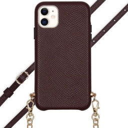Selencia Hoesje Geschikt voor iPhone 11 Hoesje Met Koord - Selencia Aina Slang Hoesje met koord - Rood