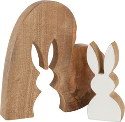 J-Line decoratie Konijn Silouet Puzzel - hout - naturel/wit - medium