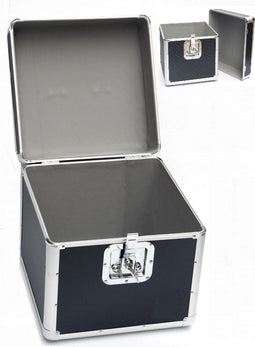 Vinyl koffer - LP koffer - afsluitbaar voor 70 tot 100 platen - zwart aluminium
