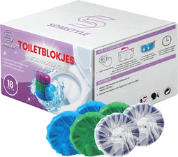 Toiletblokjes Inbouwreservoir 18 Stuks - Blauw/Groen/Paars - Lavendel / Ocean / Lemon