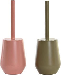 Toiletborstel DKD Home Decor Roze 12 x 12 x 34,5 cm Groen polyestyreen (2 Stuks)