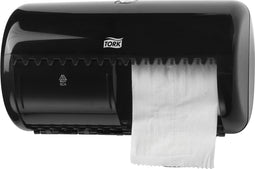 Toiletpapierdispenser Tork T4 Elevation twin verticaal zwart 557008 | 8 stuks
