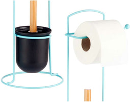 Toiletrolhouder Blauw Metaal Bamboe 17 x 57 x 16,5 cm (6 Stuks)