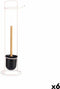 Toiletrolhouder Roze Metaal Bamboe 17 x 57 x 16,5 cm (6 Stuks)