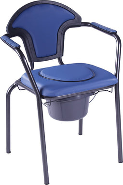 Toiletstoel blauw met comfortabele zitting en emmer met deksel - postoel