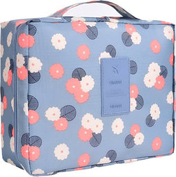 Toilettas Blue Flowers - Reis Tas Voor Toiletartikelen, Make-Up - Dames En Heren