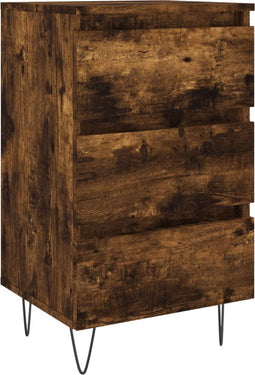 vidaXL - Nachtkastje - 40x35x69 - cm - bewerkt - hout - gerookt - eikenkleurig